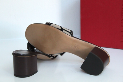 sz 6.5 / 36.5 VALENTINO GARAVANI VLOGO Print Logo Brown Mule