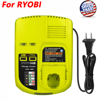 18V Dual-Chemistry Battery Charger For Ryobi P117  Li-Ion & NiCd & Ni-MH Battery