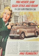 1939 Plymouth Car Vintage Ad You never saw such style and room