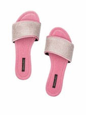Victoria s Secret Slides Embellished Velvet Large 9/10 PINK