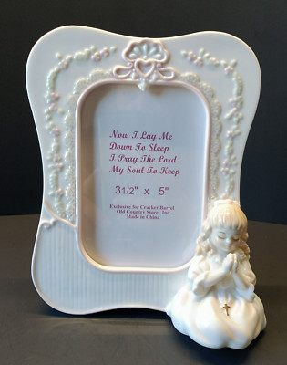 Cracker Barrel 3.5'' x 5'' Porcelain Picture Frame Little Girl Praying