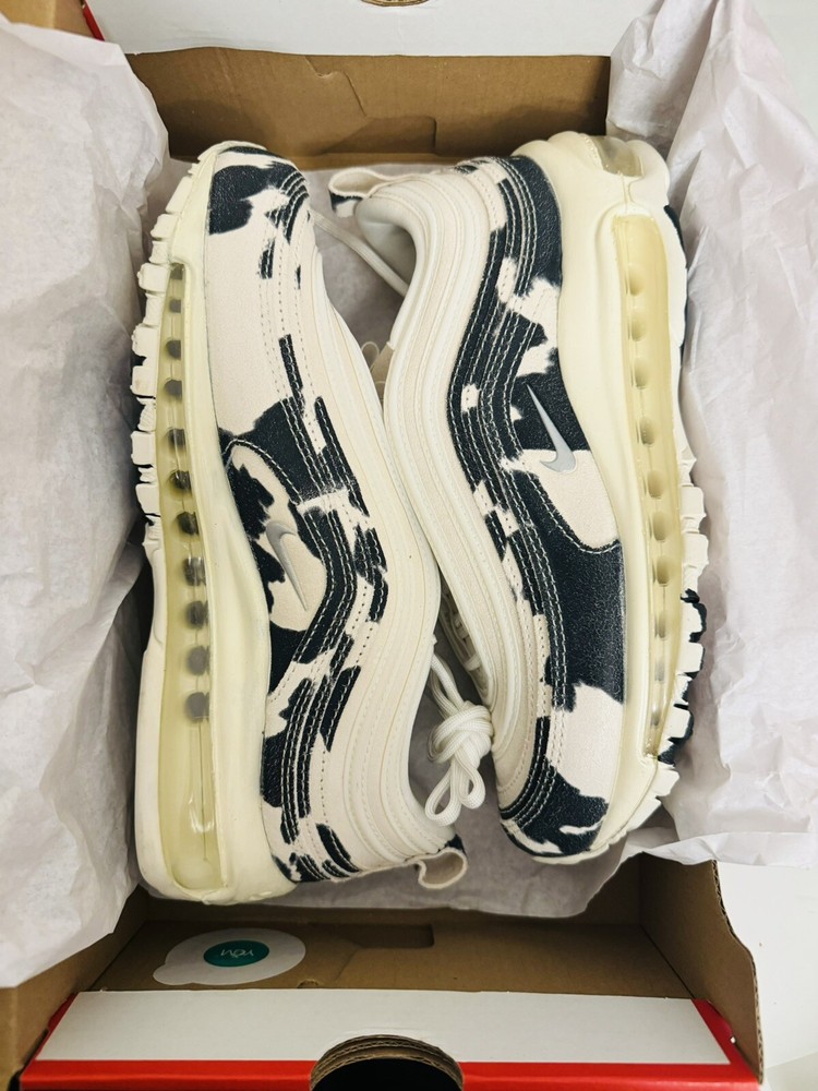 Nike Air Max 97 Womens Sneakers in Sail Chrome Black Size 7  