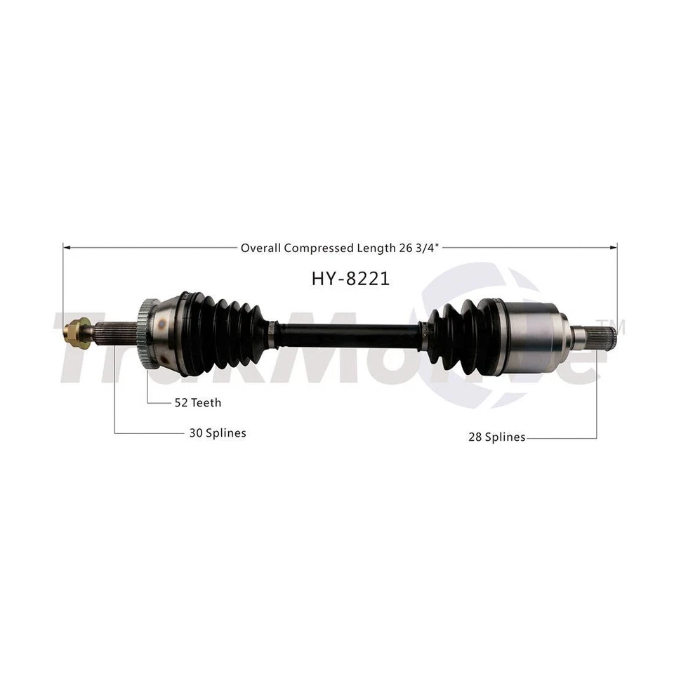 Eje delantero izquierdo SurTrack para conductor CV se adapta a Hyundai Santa Fe Sport 2013-2016 Foto 2 de 3