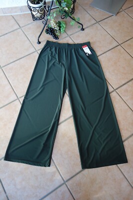 MAGNA Marlene Hose 40 42 NEU khaki dunkel grün Stretch weites Bein LAGENLOOK
