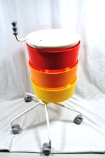 Ikea MCM Rolling 3-Tier Retro Vintage Plastic Storage Cart (RED YELLOW ORANGE)