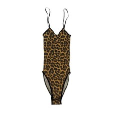 frederick's of hollywood vintage leopard print bodysuit small animal brown tan