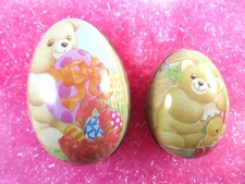 Nesting Empty Tin Easter Eggs Lemontree Lane Teddy Bear Lithographs Large & Med