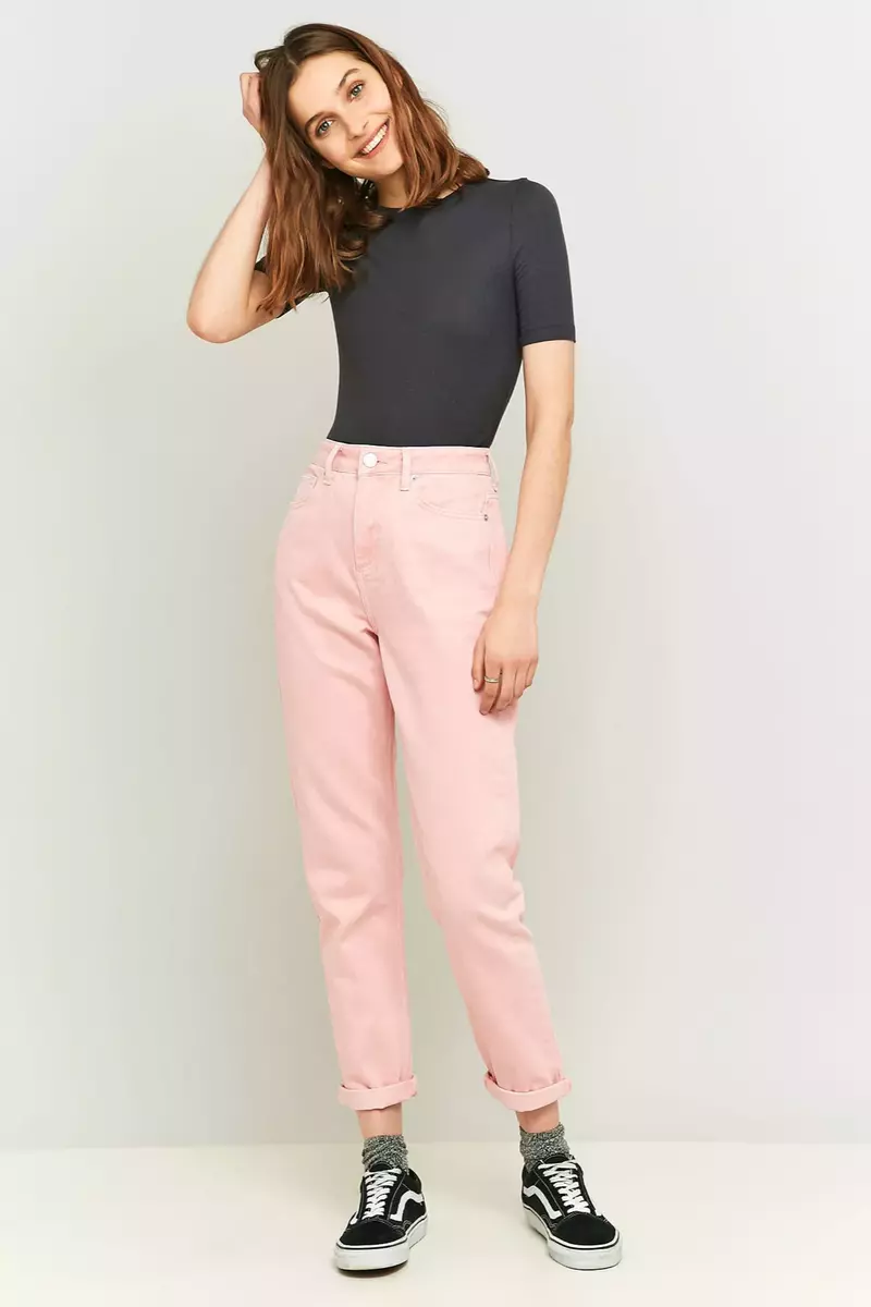 BDG Urban Outfitters Mom High Waisted Tapered Leg Jeans Candy Pink