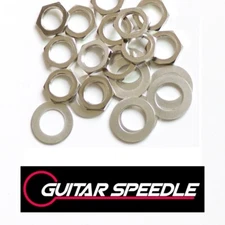 Guitar Output Jack Volume Control Knob Nut Washer Set Chrome Black Gold M9