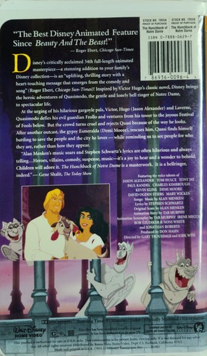 The Hunchback of Notre Dame (VHS, 1997) Masterpiece Collection - Picture 2 of 3