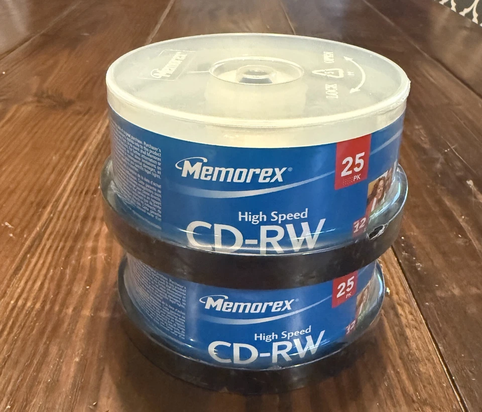 全新 批量 2 件 MEMOREX 25 包 高速 CD-RW 12x 700MB 80 分钟 密封主轴 — 第 2/4 张图片