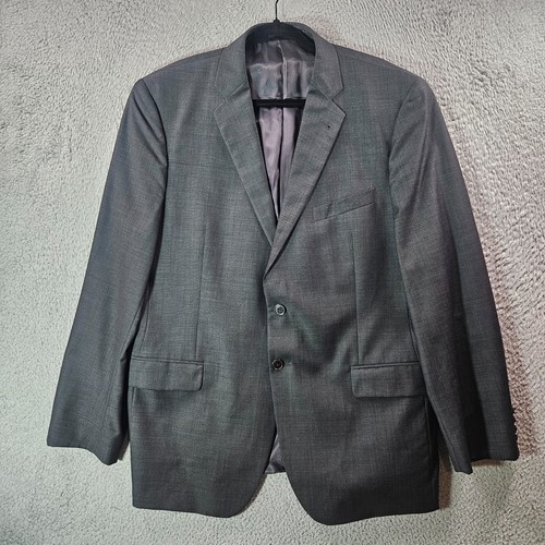 Joseph Abboud Loro Piana Italy 44R 100% Wool Suit Blazer Jacket Textured Gray - Picture 6 of 19