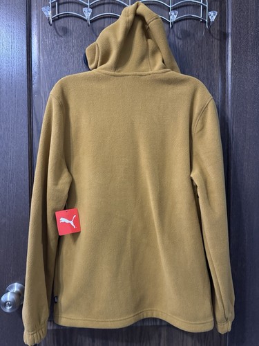 Puma Polar Fleece Full-Zip Hooded Jacket Bone Brown Mens Small Long Sleeve - Picture 4 of 4