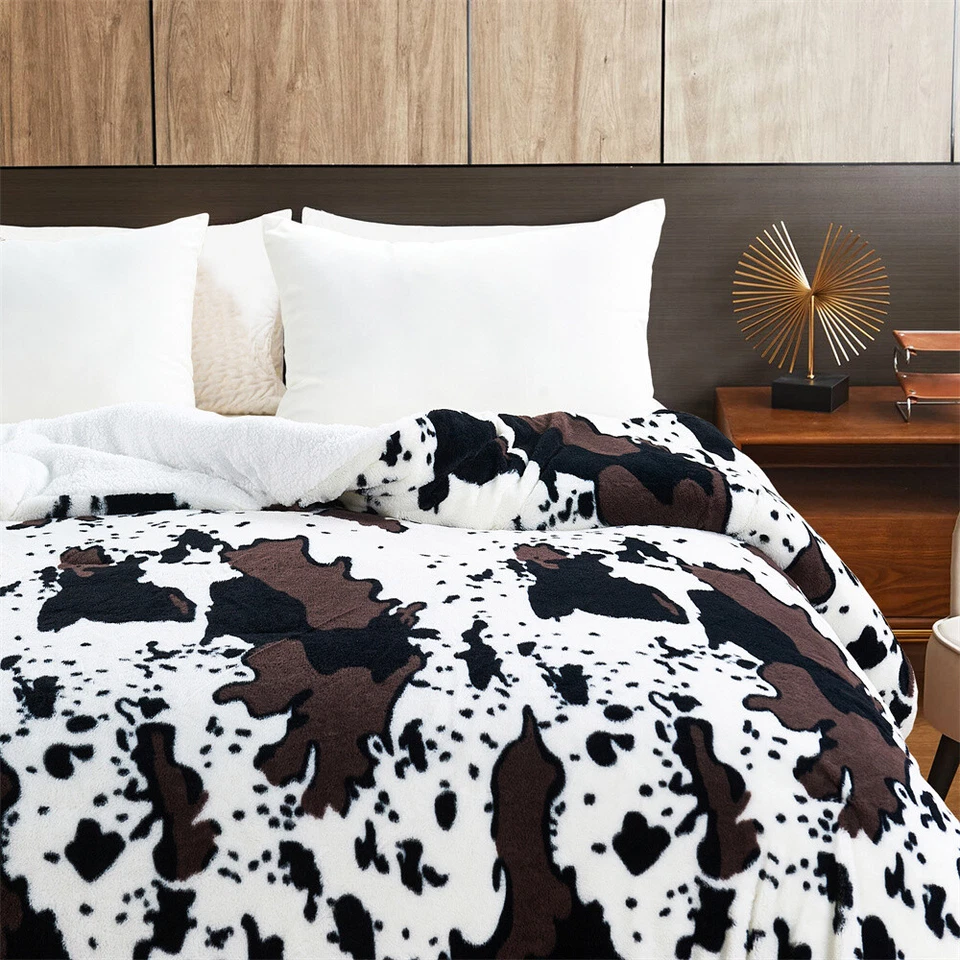 HST Soft Warm Thick Faux Fur with Sherpa Back Bed Blanket Queen Animal Print - Image 4 of 4