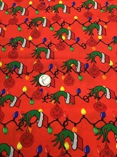 Custom Made...The Grinch Christmas Dr Seuss Cotton Fabric REMNANT 18 x 20