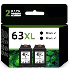 2 Pack 63XL Black Ink Cartridges for HP Envy 4520 Officejet 5220 5258 4650 3830