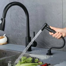Black Pull out Kitchen Faucet Mix with swivel spout Stainless Steel Sprayer Set