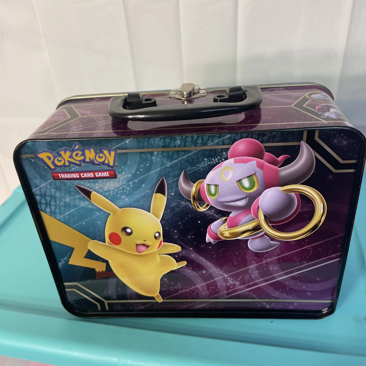 Pokemon Metal Tin Lunch Box 2015 Nintendo Collector Purple Blue