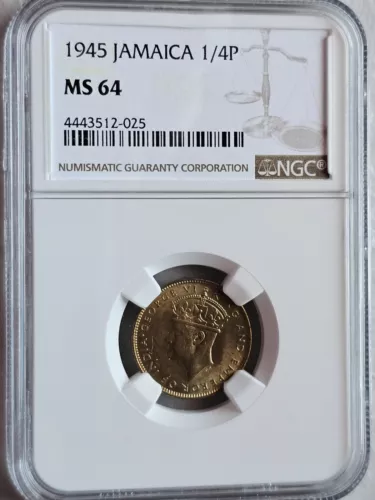 Jamaica 1/4 Penny 1945 NGC MS 64