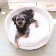Round 16-24" Dog Bed Elevated Pet Sofa Cat Chair Couch w/ Waterproof Cushion Pad