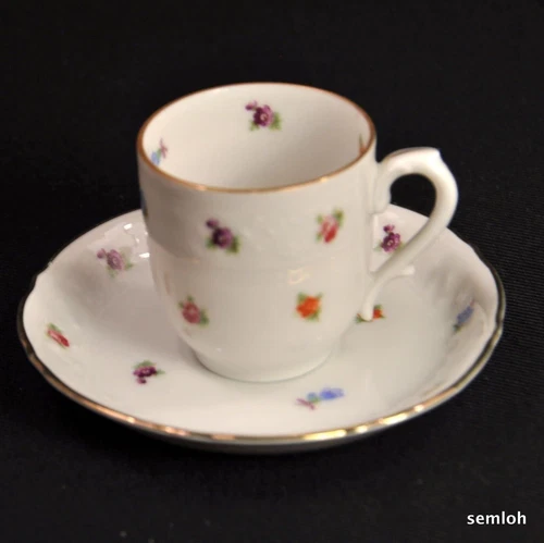 Carl Schumann Arzberg Bavaria Demi Tasse Cup & Saucer Petite Flowers 1960-1970