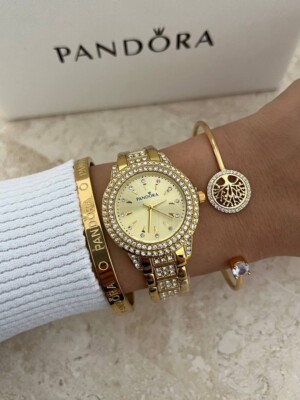 Pandora with Two bracelets Crystal-set Floral Women's Watch