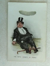D1263 Postcard Cartoon Drunk Comic 1911 The 58th Variety of Pickle