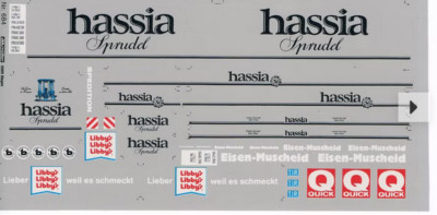 1:87 Decals ''hassia Sprudel / Libby´s / Muscheid'' Aufkleber Modellbau H0 10x20cm