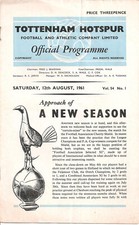 FA CHARITY SHIELD Programme 1961 - Tottenham v FA Selected XI
