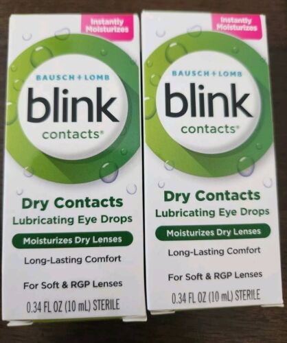 Blink Lubricating Eye Drops for Soft & RGP Contact Lenses 0.34 fl oz, Lot of 2