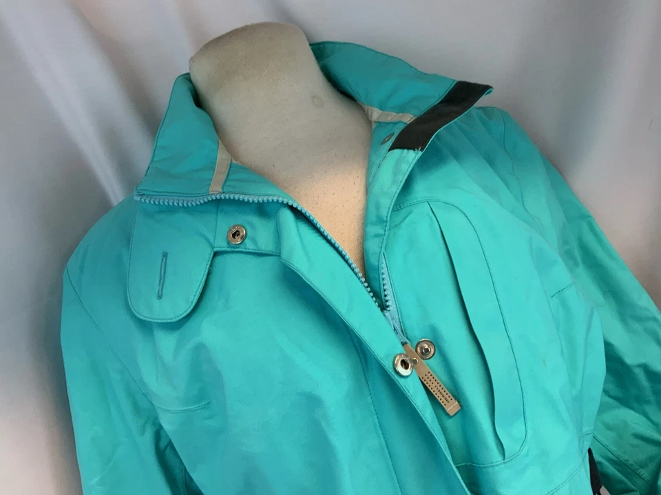 Merrell Long Jacket L Women Bright Blue Nylon Snaps Full Zip Lined YGI I1-172 - Image 3 of 4