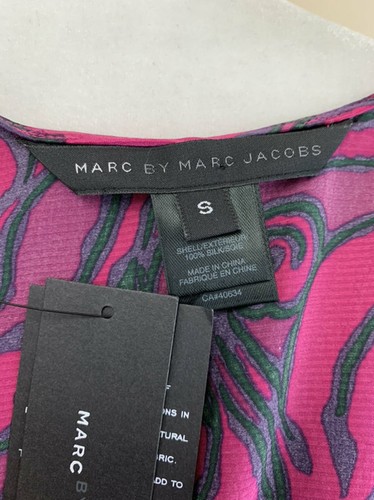 NWT Marc By Marc Jacobs S Pink Purple Watercolor Floral Open Back Silk Dress - Picture 5 of 5
