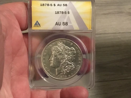 1878-S Morgan Silver Dollar ANACS AU 58, Really Worth a Look! Light Toning RIM!
