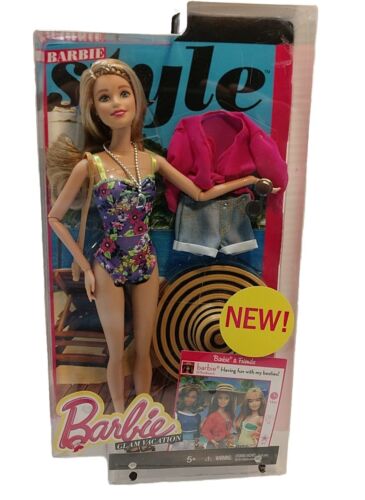 Barbie Style Glam Vacation Purple Floral Swimsuit 2014