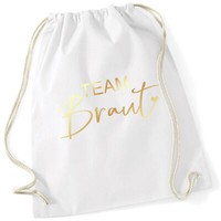 Jga Turnbeutel Rucksack Team Braut Weiß & Gold Accessoires Junggesellenabschied