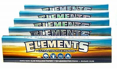 6x Elements King Size Slim Ultra Longpaper  Thin Rice Rolling DE   OCB Smoking