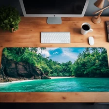 Tropical Paradise Beach Desk Pad - Bring Vacation Vibes to Your Workspace