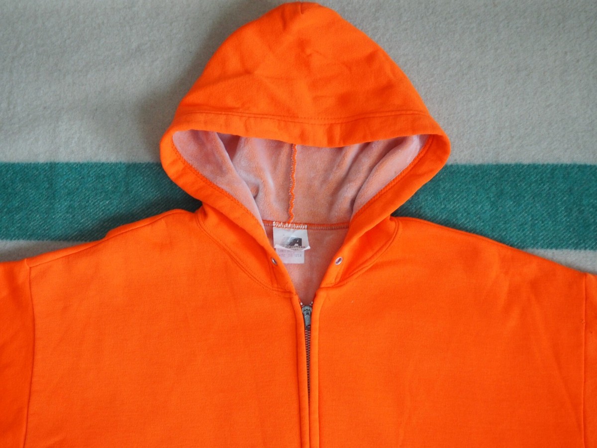 VTG 80s 90s ACE Sportswear Distress Blaze Orange Blank Zip