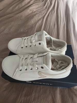 Sperry Women's Sandy Leather Sneaker - White, Size 7.5W US New