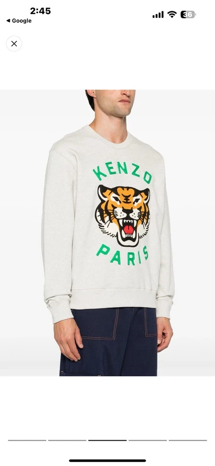 Sudadera Kenzo FE68SW1064MF TXT 0093A para hombre grande en gris nueva con etiquetas Foto 3 de 4