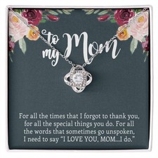 To My Mom Necklace Love Knot Thank You Gift for Mother's Day From Son Daughter