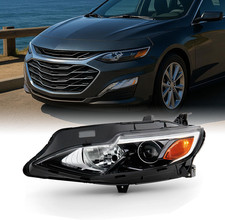 - Fits 2019-2021 Chevy Malibu [Halogen Type] Projector Chrome Headlights Driver 