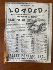 Valley Pontiac Car Dealership 1963 Newspaper Ad Clipping Elkhart Indiana