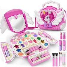 Unicorn Kids Makeup Kit with Mirror  Strap,Real Washable Make Up Set Princes...