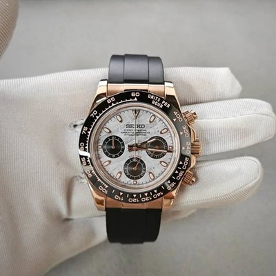 Seiko mod Daytona Style | Black Meteorit RoseGold - 40mm