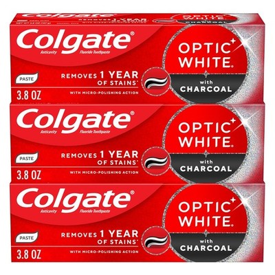 Colgate Optic White with Charcoal Teeth Whitening Toothpaste, Anticavity Toothpa