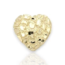 Textured Diamond Cut Heart Shaped Nugget Ring - 10K Yellow Gold