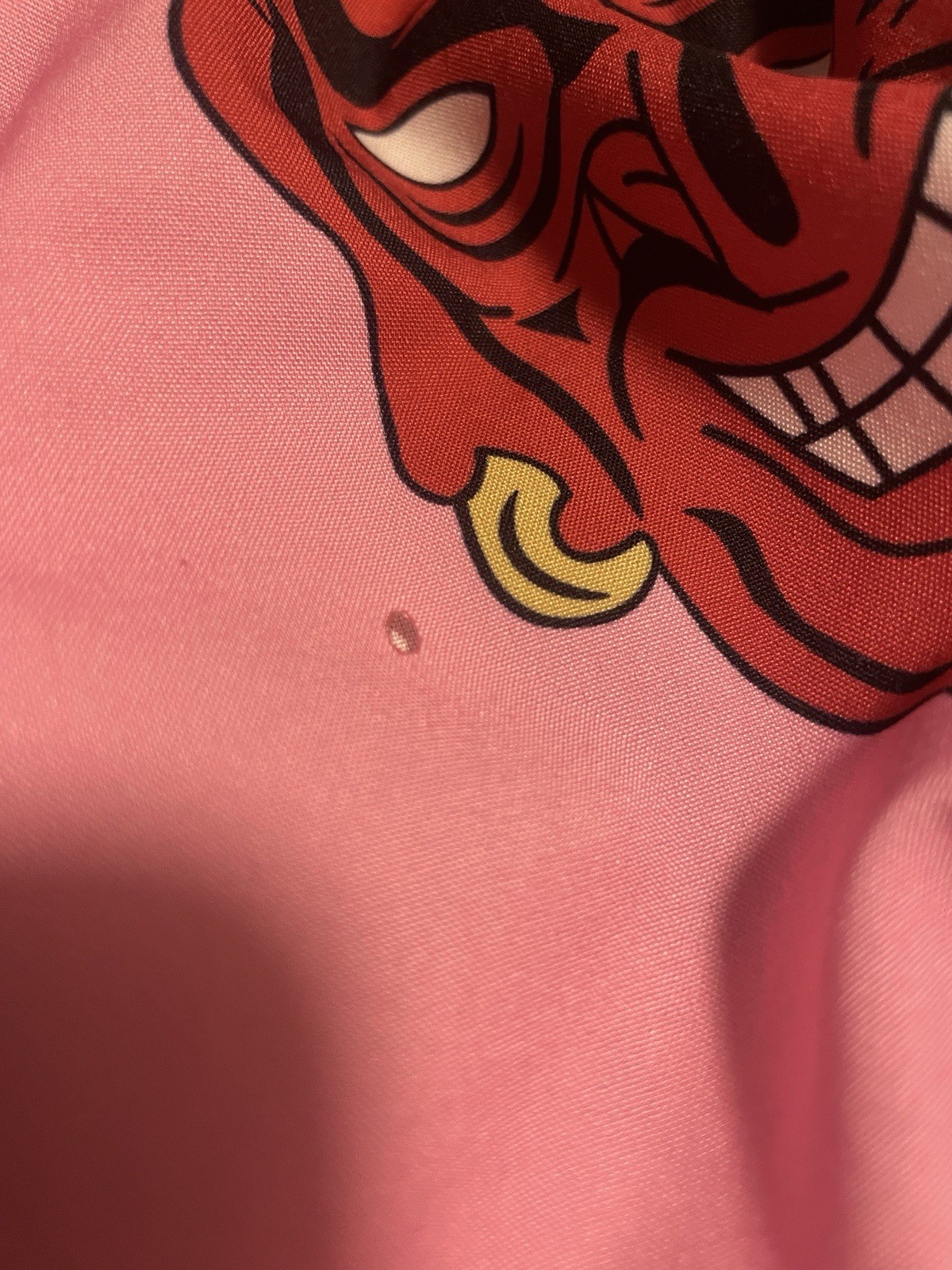 Pink Button Down Shirt with Devil Pattern Size La… - image 3