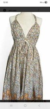 Lapis Anthropologie Halter Boho Lined Flair Cotton Dress. Ladies Sz Medium NWT.