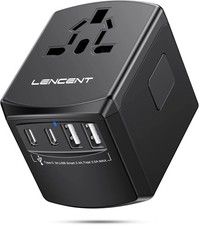 Universal Travel Power Adapter 2 USB C 2 USB A Ports Worldwide Wall Charger B...